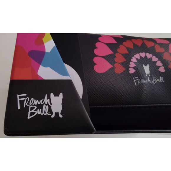 FRENCH BULL 2 PIECE COSMETIC BAG SET BLACK WITH HEARTS NWT - Picture 5 of 14